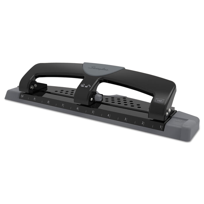 Swingline 12-Sheet SmartTouch Three-Hole Punch, 9/32" Holes, Black/Gray