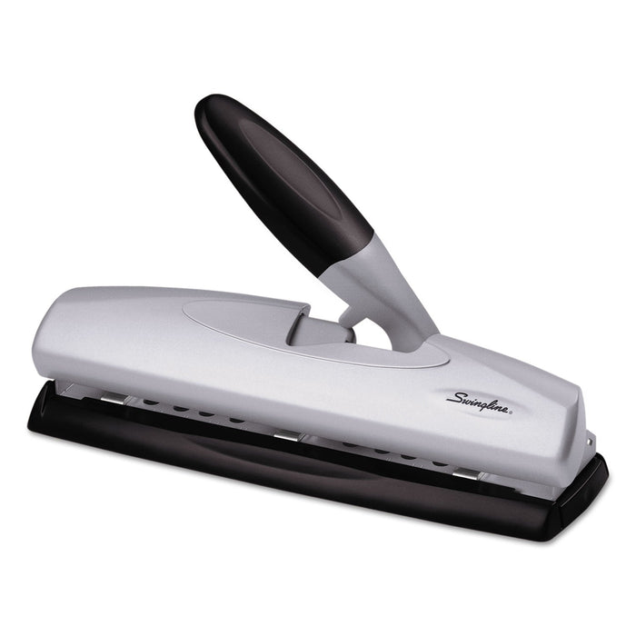 Swingline 20-Sheet LightTouch Desktop Two- to Seven-Hole Punch, 9/32" Holes, Silver/Black