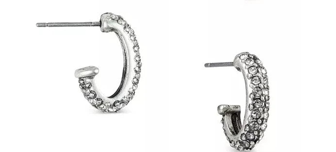 Patricia Nash Silver-Tone Pave Hoop Earrings by Vanessa Jane