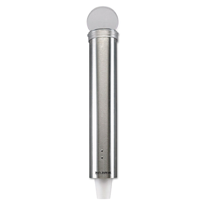San Jamar Small Pull-Type Water Cup Dispenser, For 5 oz Cups, Stainless Steel