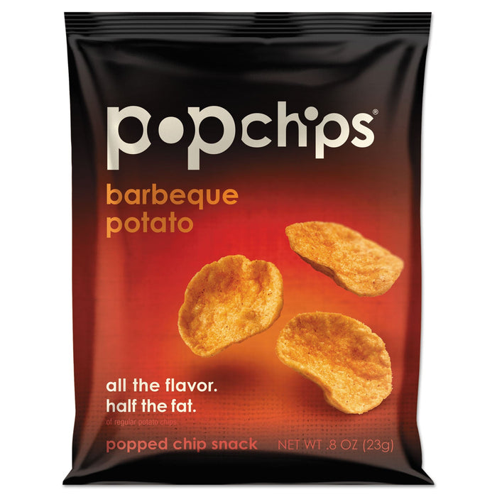 popchips Potato Chips, BBQ Flavor, 0.8 oz Bag, 24/Carton