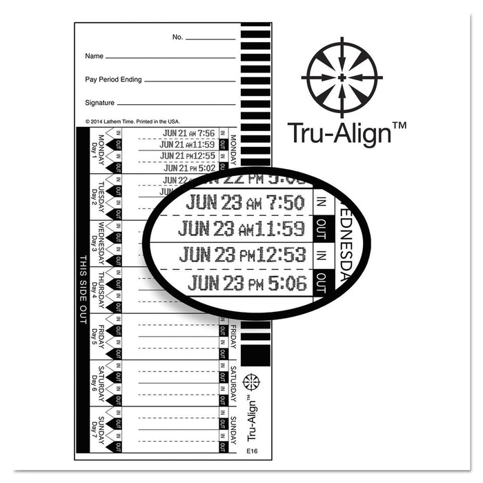 Lathem Time Clock Cards for Lathem Time 1600E, One Side, 4 x 9, 100/Pack