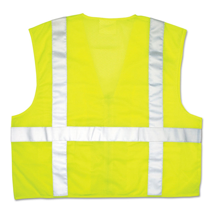 MCR Luminator Safety Vest, Large, Lime Green with Stripe