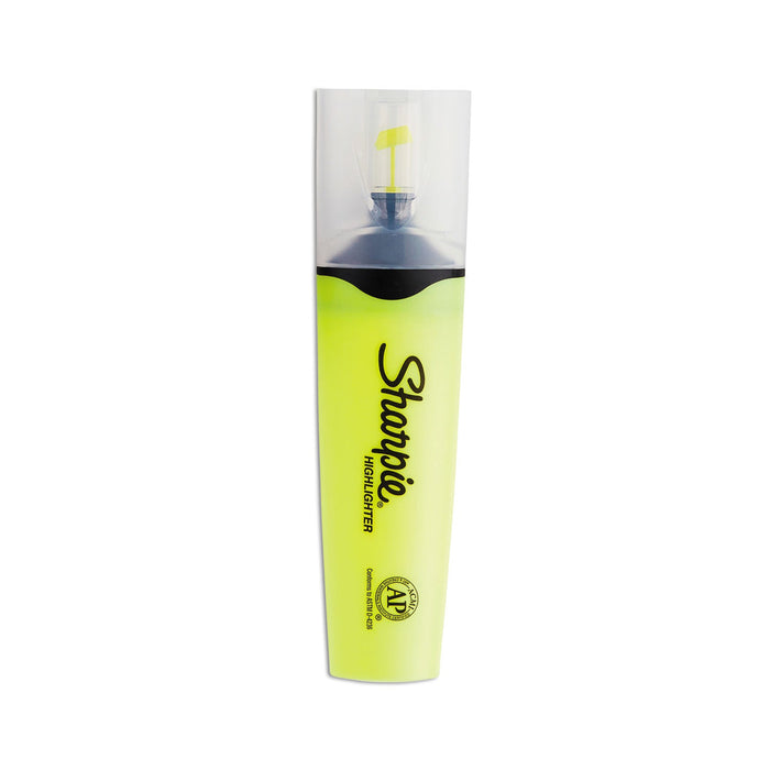 Sharpie Clearview Tank-Style Highlighter, Fluorescent Yellow Ink, Chisel Tip, Yellow/Black/Clear Barrel, Dozen