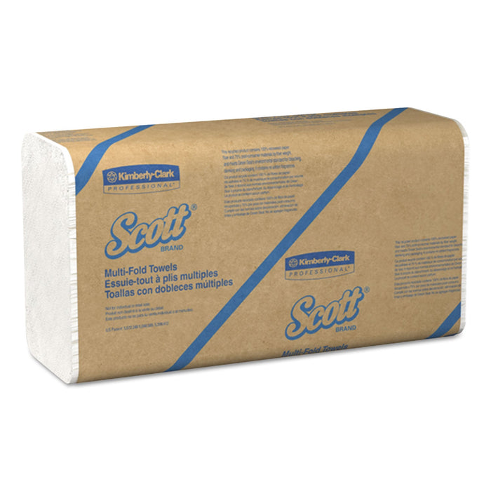 Scott Essential Multi-Fold Towels 100% Recycled, 9.2 x 9.4, White, 250/Pack, 16 Pack/Carton