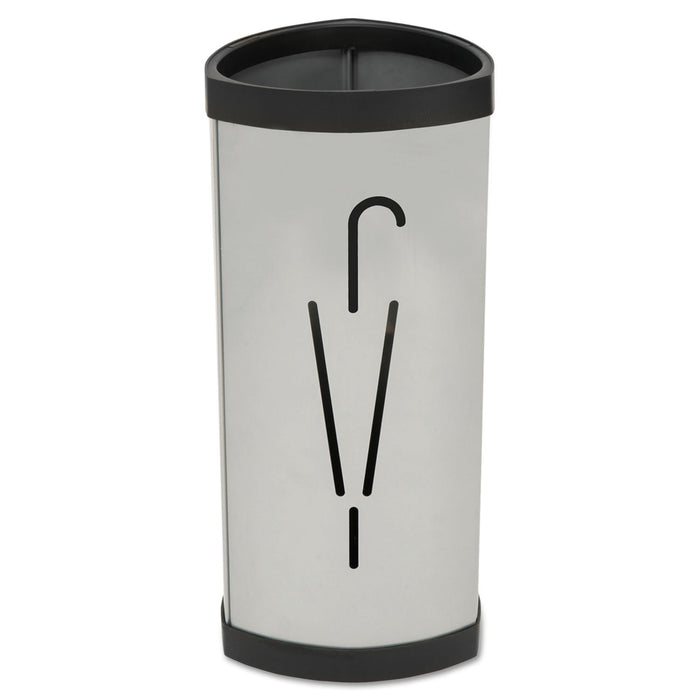 Alba Triangular Umbrella Stand, Steel, 10.25w x 10.25d x 23.67h, Silver/Black