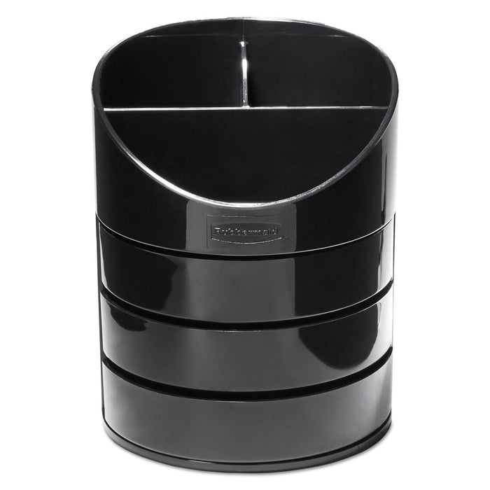 Rubbermaid Small Storage Divided Pencil Cup, Plastic, 4.5" Diameter x 5.69"h, Black