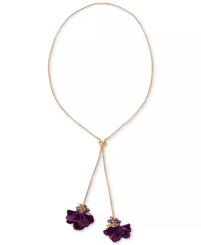Inc Gold-Tone Color Bead and Flower 40In Adjustable Lariat Necklace by Vanessa Jane