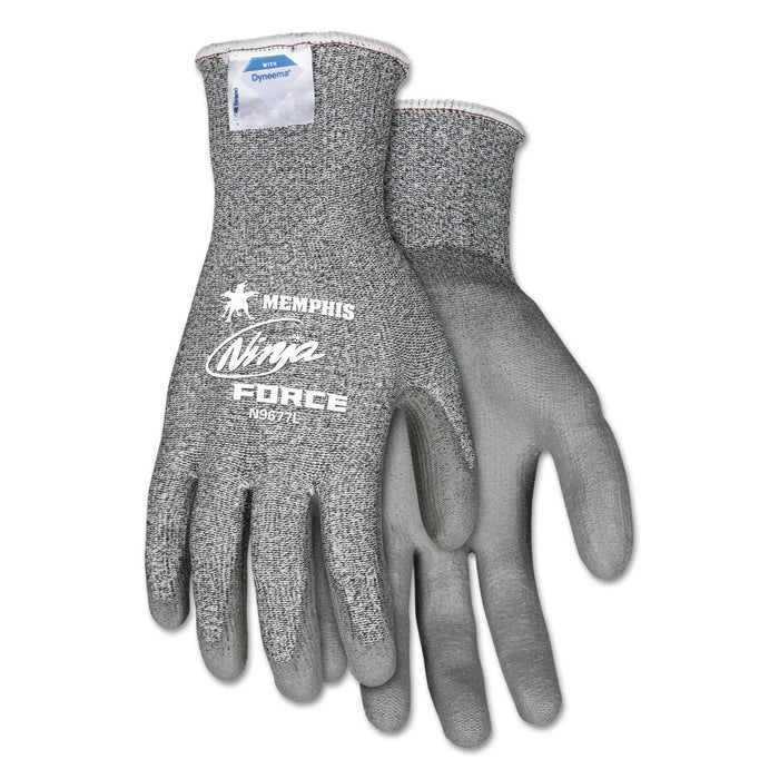 MCR Ninja Force Polyurethane Coated Gloves, Large, Gray, Pair