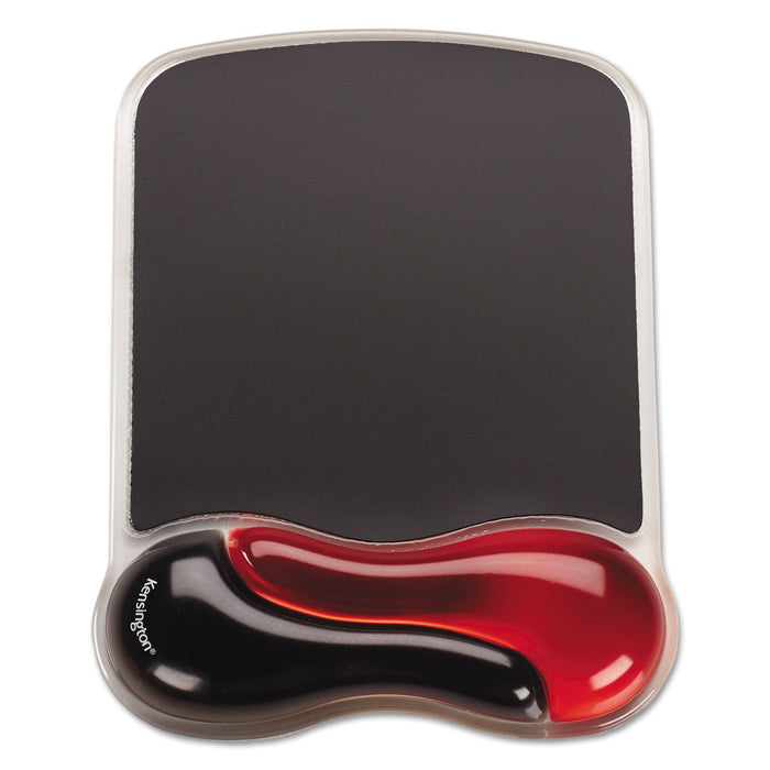 Kensington Duo Gel Wave Mouse Pad with Wrist Rest, 9.37 x 13, Red