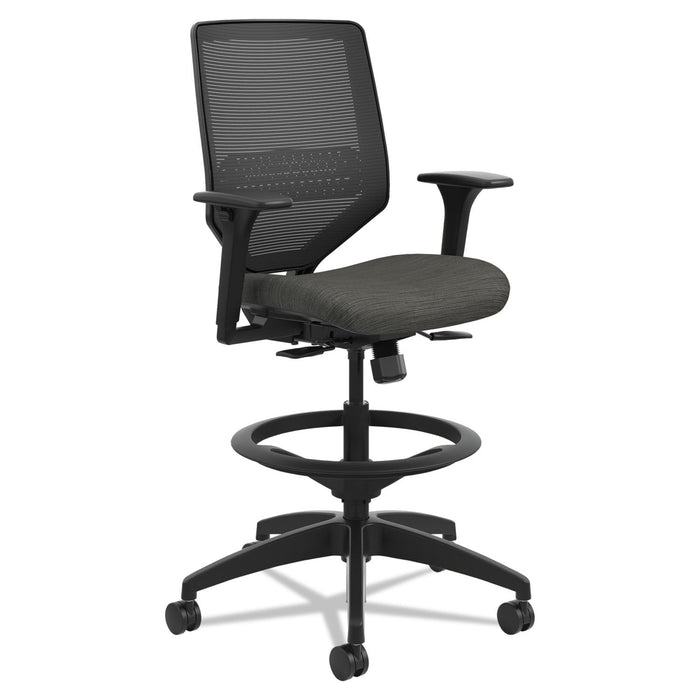 HON Solve Series Mesh Back Task Stool, Supports Up to 300 lb, 23" to 33" Seat Height, Ink Seat/Back, Black Base