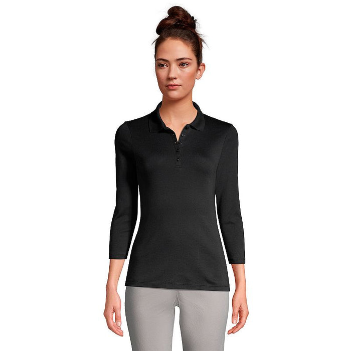 Lands End Womens 3/4 Sleeve Supima Cotton Polo Shirt, Size Large by Vanessa Jane