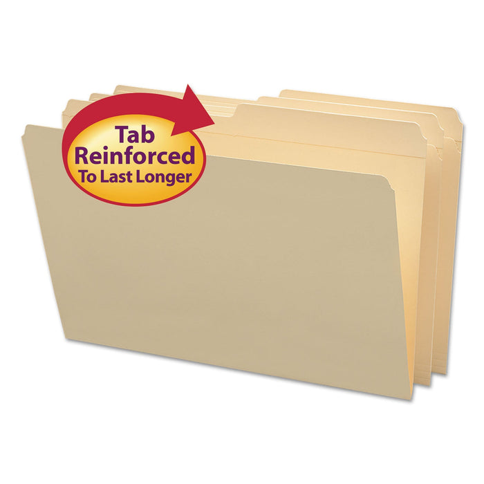 Smead Reinforced Tab Manila File Folders, 1/2-Cut Tabs: Assorted, Legal Size, 0.75" Expansion, 11-pt Manila, 100/Box