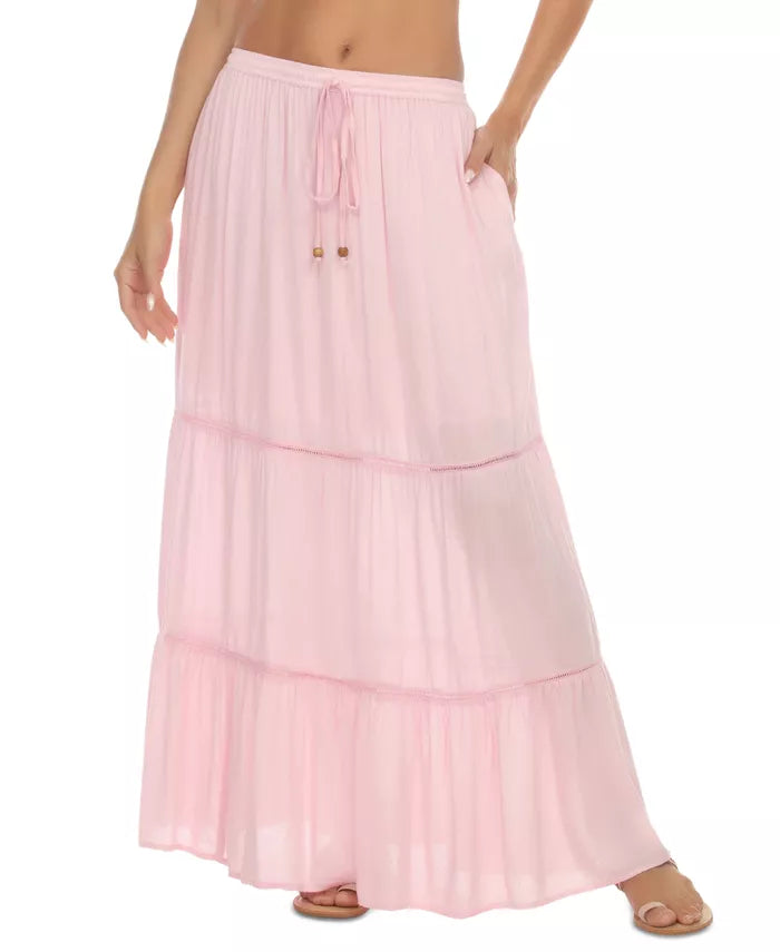 RAVIYA Lace-Trim Tiered Maxi Skirt, Size XL by Vanessa Jane