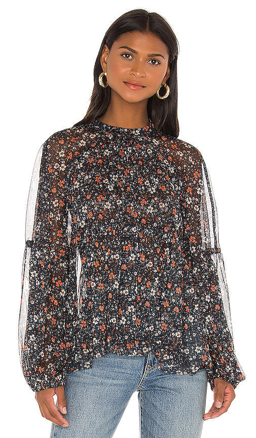Free People Sweet Heart Top in Black Combo – Black, Size Medium by Vanessa Jane