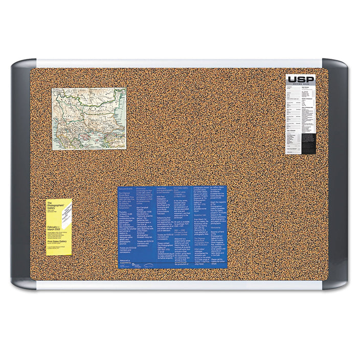 MasterVision Tech Cork Board, 24x36, Silver/Black Frame