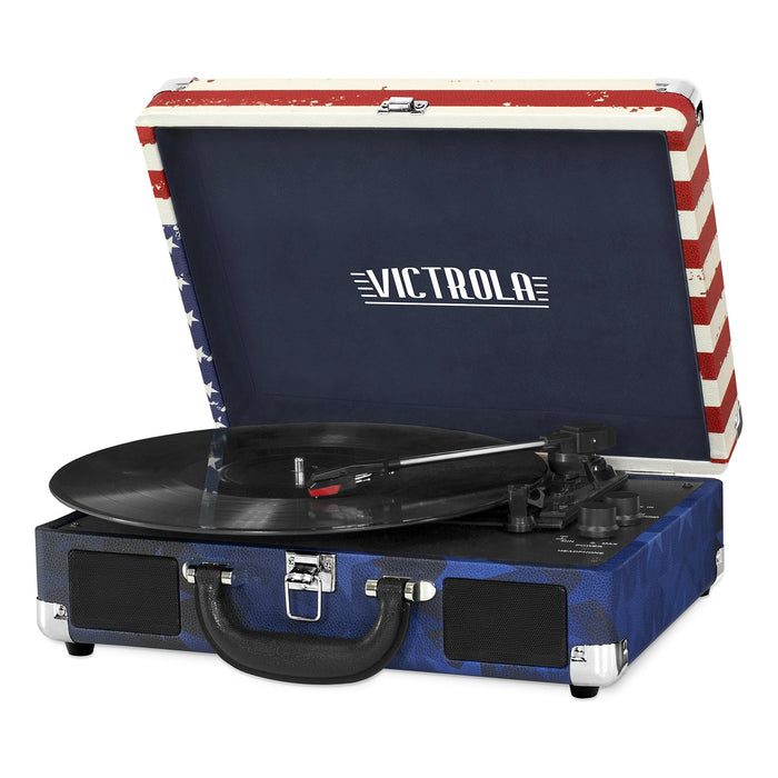 Victrola Bluetooth Suitcase Record Player with 3-Speed Turntable, US Flag by Vanessa Jane