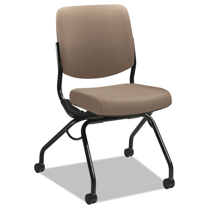 HON Perpetual Series Folding Nesting Chair, Supports Up to 300 lb, Morel Seat/Back, Black Base