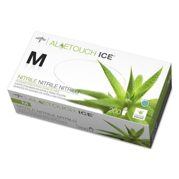 Medline Aloetouch Ice Nitrile Exam Gloves, Medium, Green, 200/Box