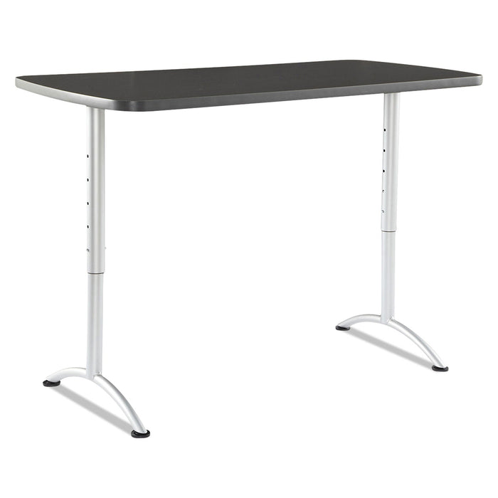 Iceberg ARC Adjustable-Height Table, Rectangular Top, 60w x 30d x 30 to 42h, Graphite/Silver
