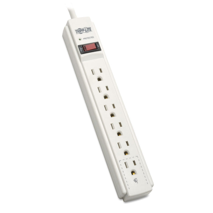 Tripp Lite Protect It! Surge Protector, 6 AC Outlets, 6 ft Cord, 790 J, Light Gray