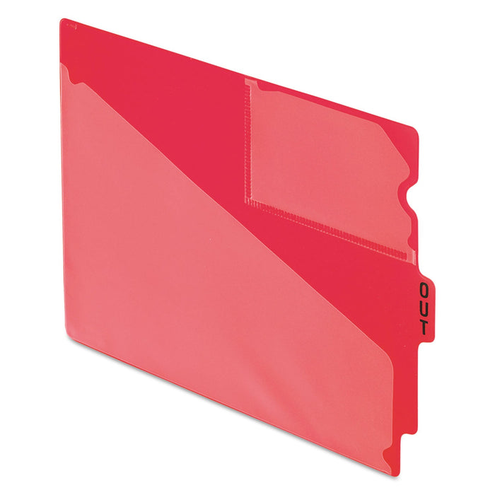 Pendaflex Colored Poly Out Guides with Center Tab, 1/3-Cut End Tab, Out, 8.5 x 11, Red, 50/Box