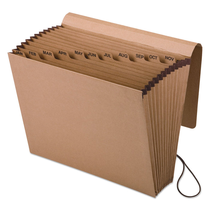 Pendaflex Kraft Indexed Expanding File, 12 Sections, Elastic Cord Closure, 1/12-Cut Tabs, Letter Size, Brown