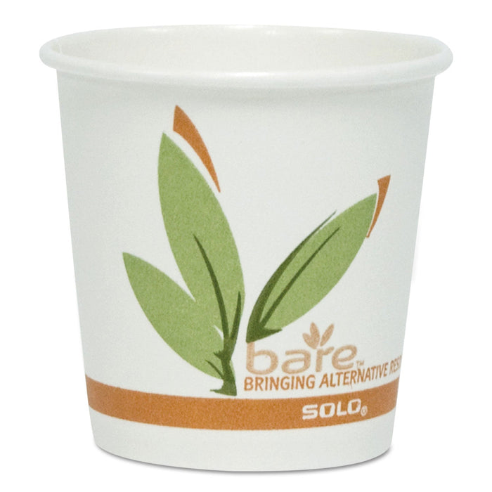 Dart Bare by Solo Eco-Forward Recycled Content PCF Paper Hot Cups, 10 oz, Green/White/Beige, 1,000/Carton