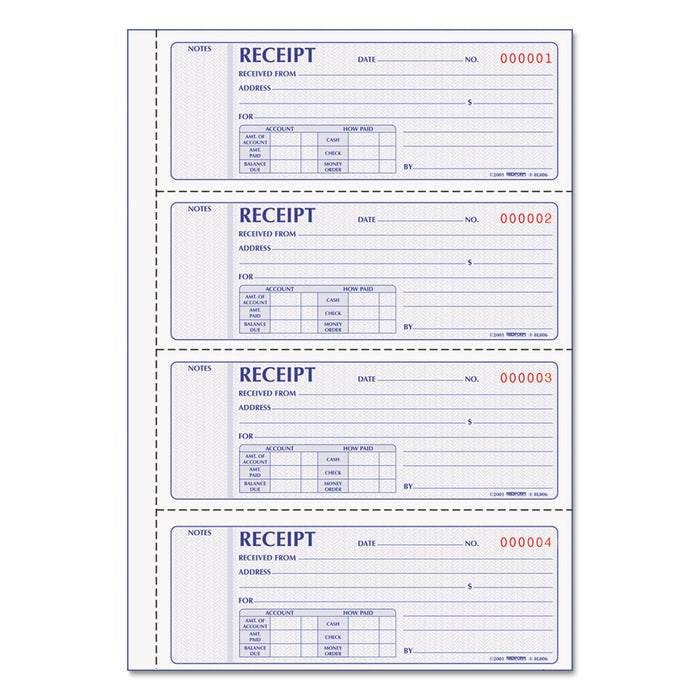 Rediform Money Receipt Book, Two-Part Carbonless, 7 x 2.75, 4/Page, 200 Forms