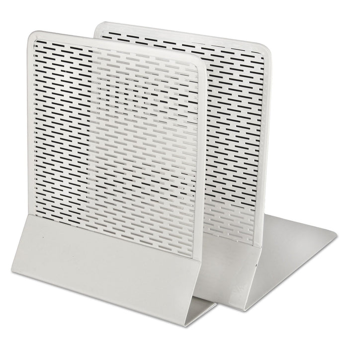 Artistic Urban Collection Punched Metal Bookends, Nonskid, 5.5 x 6.5 x 6.5, Perforated Steel, White, 1 Pair