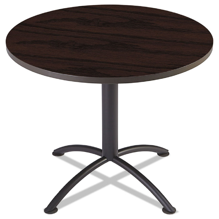 Iceberg iLand Table, Cafe-Height, Round Top, Contoured Edges, 36" Diameter x 29h, Mahogany/Black