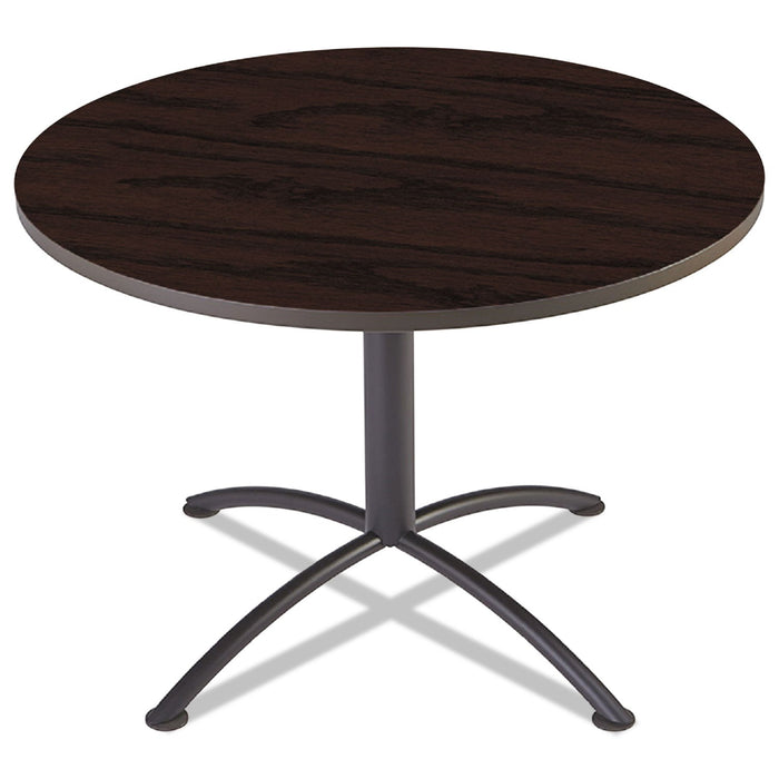 Iceberg iLand Table, Cafe-Height, Round Top, Contoured Edges, 42" Diameter x 29h, Mahogany/Black
