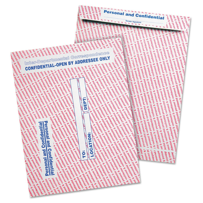 Quality Park Gray/Red Paper Gummed Flap Personal and Confidential Interoffice Envelope, #97, 10 x 13, Gray/Red, 100/Box