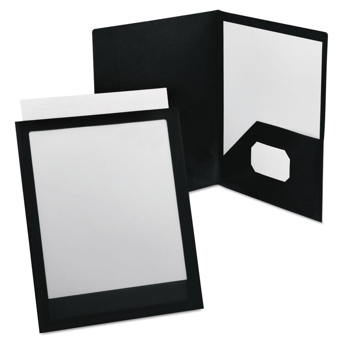 Oxford ViewFolio Polypropylene Portfolio, 100-Sheet Capacity, 11 x 8.5, Clear/Black