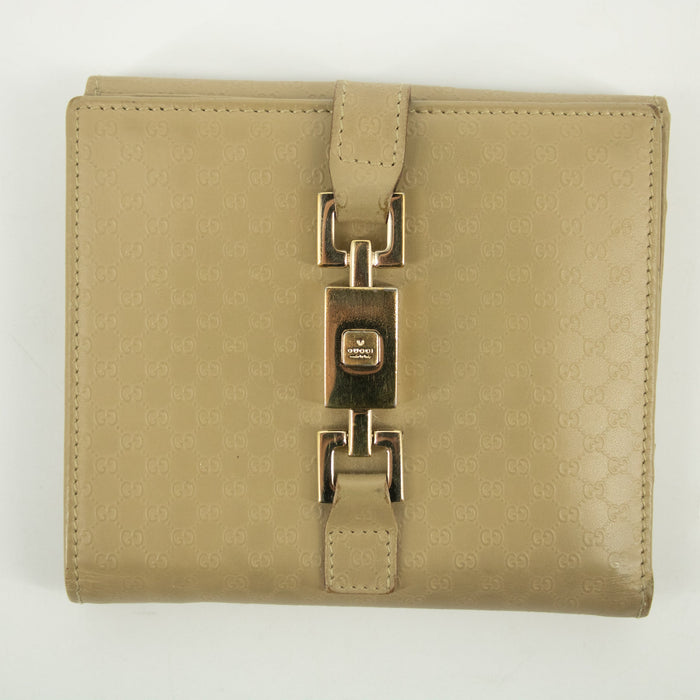 Gucci Beige Jackie Micro Guccisima Leather Compact Wallet #2390 by Bolt Boutique