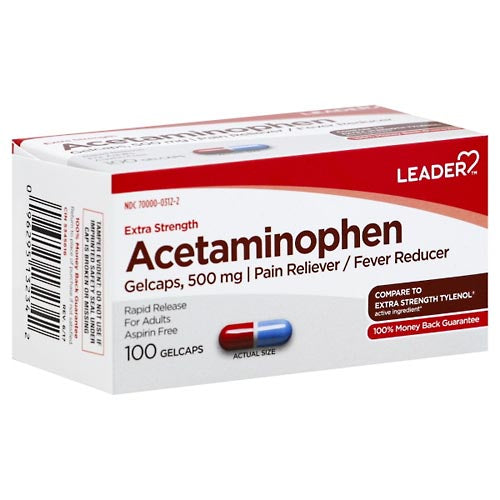 LEADER™ Extra Strength Pain Reliever 500 mg Rapid-Release Gelcap, 100 EA by Pasteur Pharmacy
