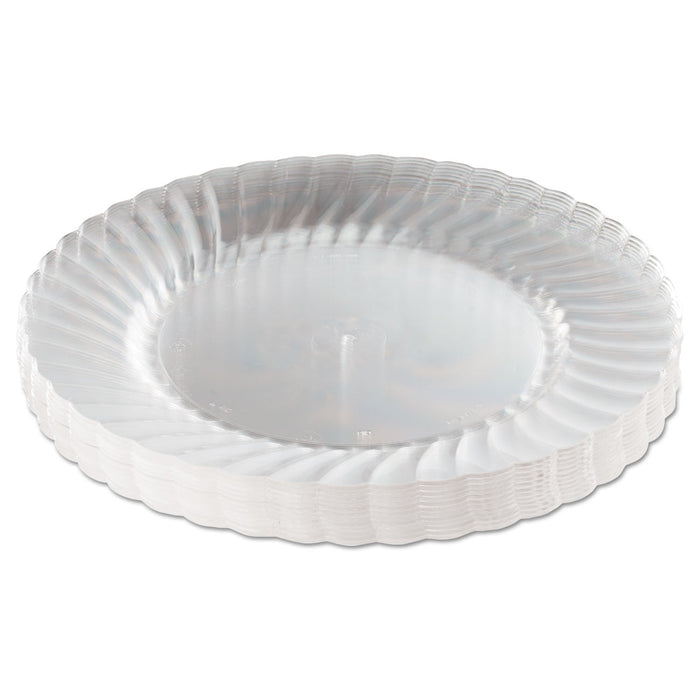 WNA Classicware Plastic Plates, 9" dia, Clear, 12 Plates/Pack