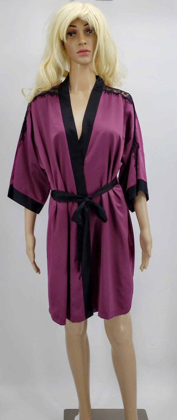 Linea Donatella Satin Wrap Robe, Size Medium by Vanessa Jane