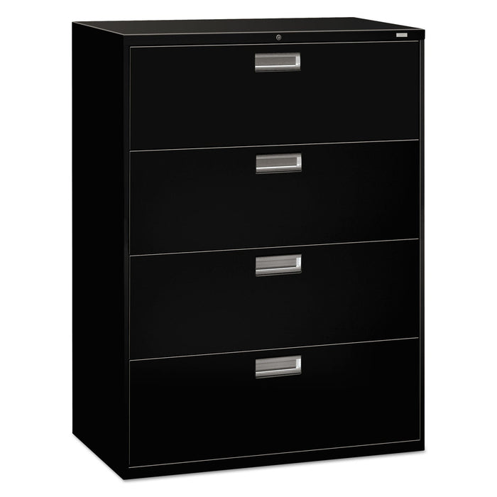 HON Brigade 600 Series Lateral File, 4 Legal/Letter-Size File Drawers, Black, 42" x 18" x 52.5"