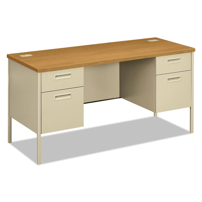 HON Metro Series Kneespace Credenza, 60w x 24d x 29.5h, Harvest/Putty