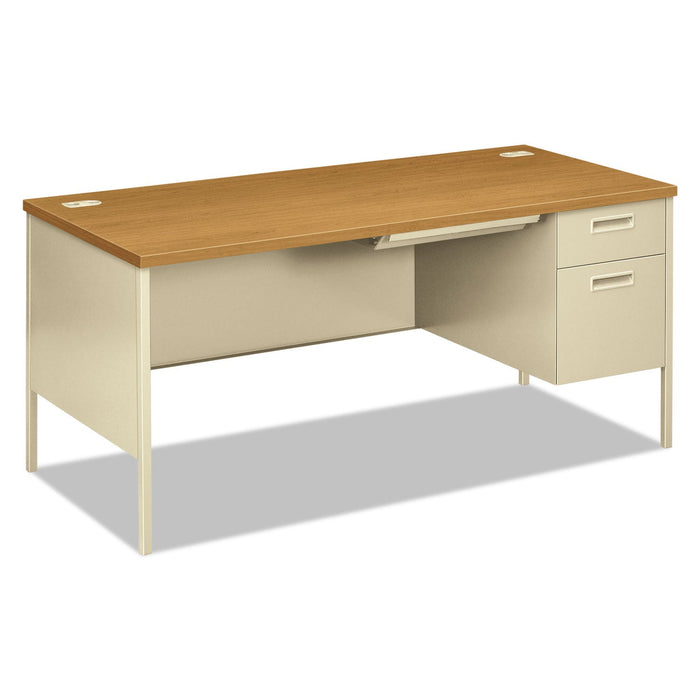 HON Metro Classic Series Right Pedestal "L" Workstation Desk, 66" x 30" x 29.5", Harvest/Putty