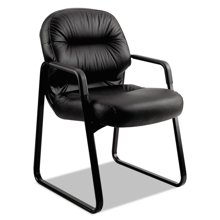 HON Pillow-Soft 2090 Series Guest Arm Chair, Leather, 31.25" x 35.75" x 36", Black