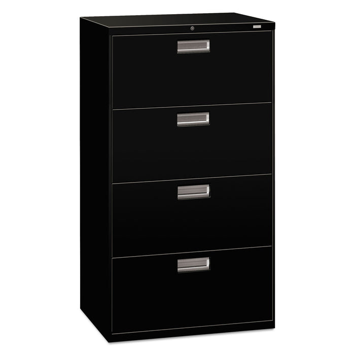 HON Brigade 600 Series Lateral File, 4 Legal/Letter-Size File Drawers, Black, 30" x 18" x 52.5"
