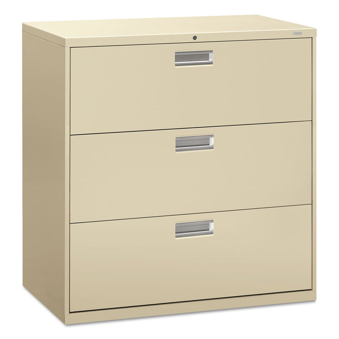 HON Brigade 600 Series Lateral File, 3 Legal/Letter-Size File Drawers, Putty, 42" x 18" x 39.13"