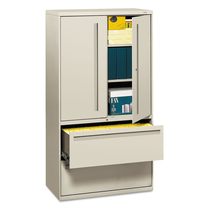 HON Brigade 700 Series Lateral File, Three-Shelf Enclosed Storage, 2 Legal/Letter-Size File Drawers, Gray, 36" x 18" x 64.25"