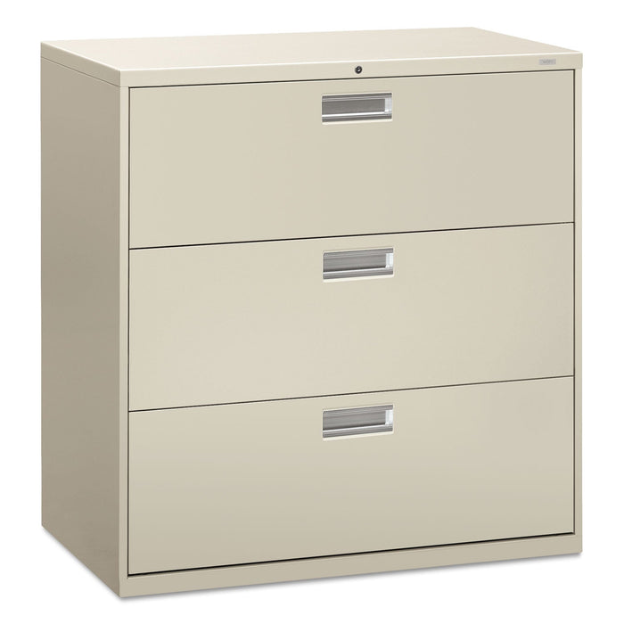 HON Brigade 600 Series Lateral File, 3 Legal/Letter-Size File Drawers, Light Gray, 42" x 18" x 39.13"