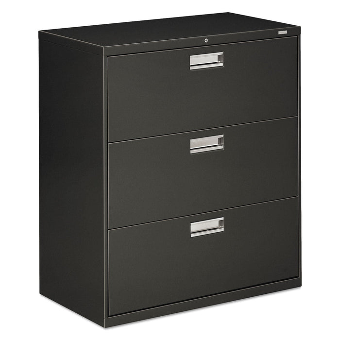 HON Brigade 600 Series Lateral File, 3 Legal/Letter-Size File Drawers, Charcoal, 36" x 18" x 39.13"