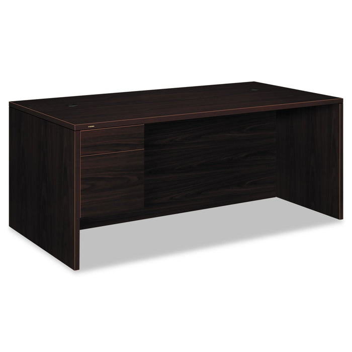 HON 10500 Series "L" Workstation Single Pedestal Desk with 3/4 Height Pedestal, 72" x 36" x 29.5", Mahogany