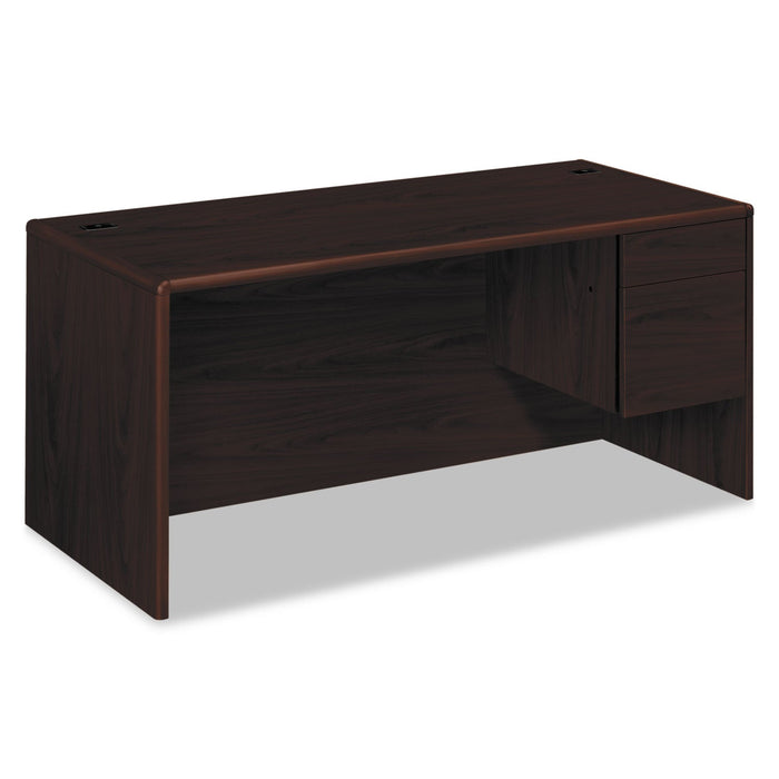 HON 10700 Series "L" Workstation Desk with Three-Quarter Height Pedestal on Right, 66" x 30" x 29.5", Mahogany