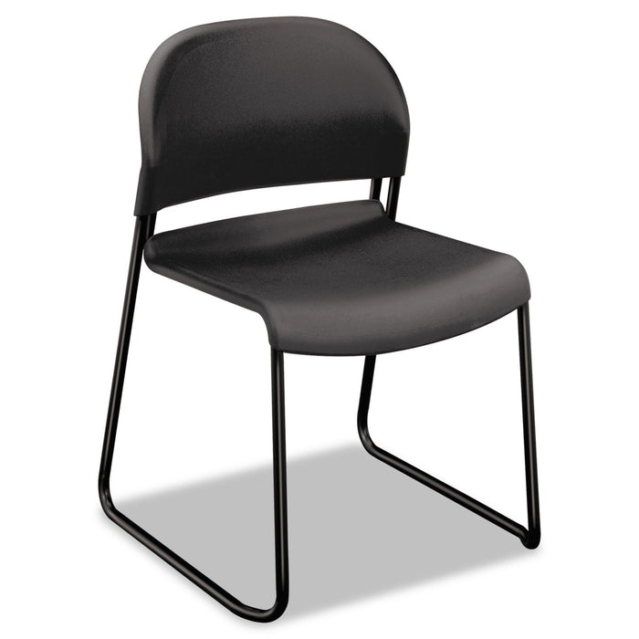 HON GuestStacker High Density Chairs, Supports Up to 300 lb, Lava Seat/Back, Black Base, 4/Carton